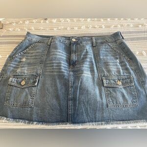 SO Blue Denim Mini Skirt with Pockets